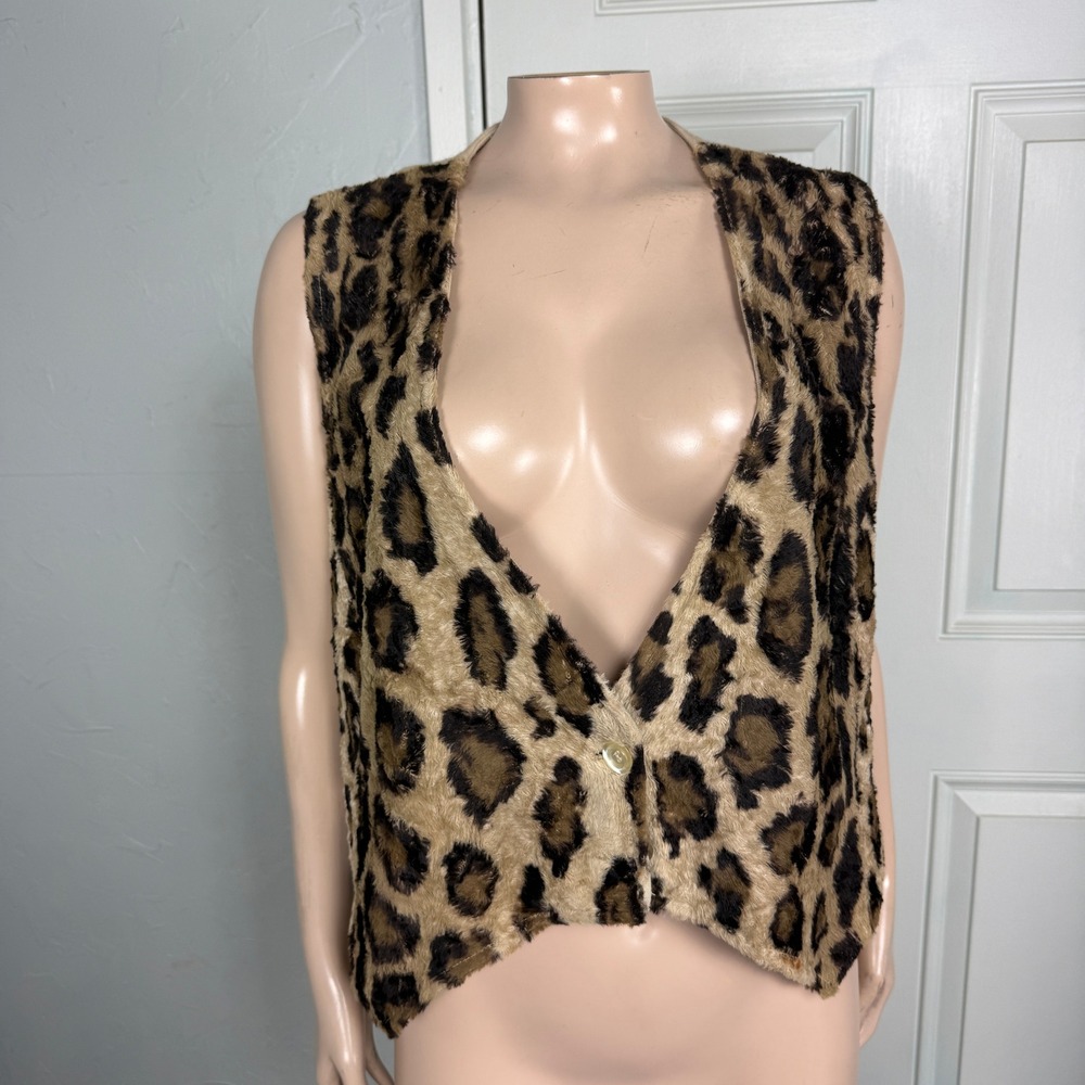 Vintage 60s B. Siegel Co. Detroit Women's Shirt Vest Leopard Wool Faux fur XX27
